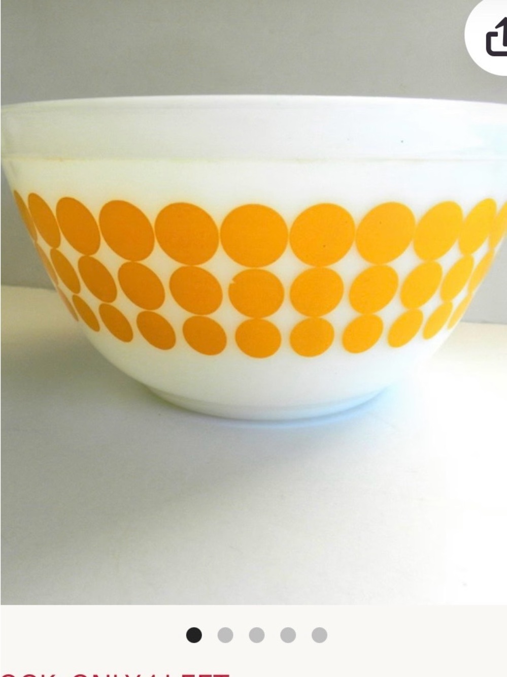 Vintage White Milk Glass and Pyrex Bowl with yellow Dot Pattern